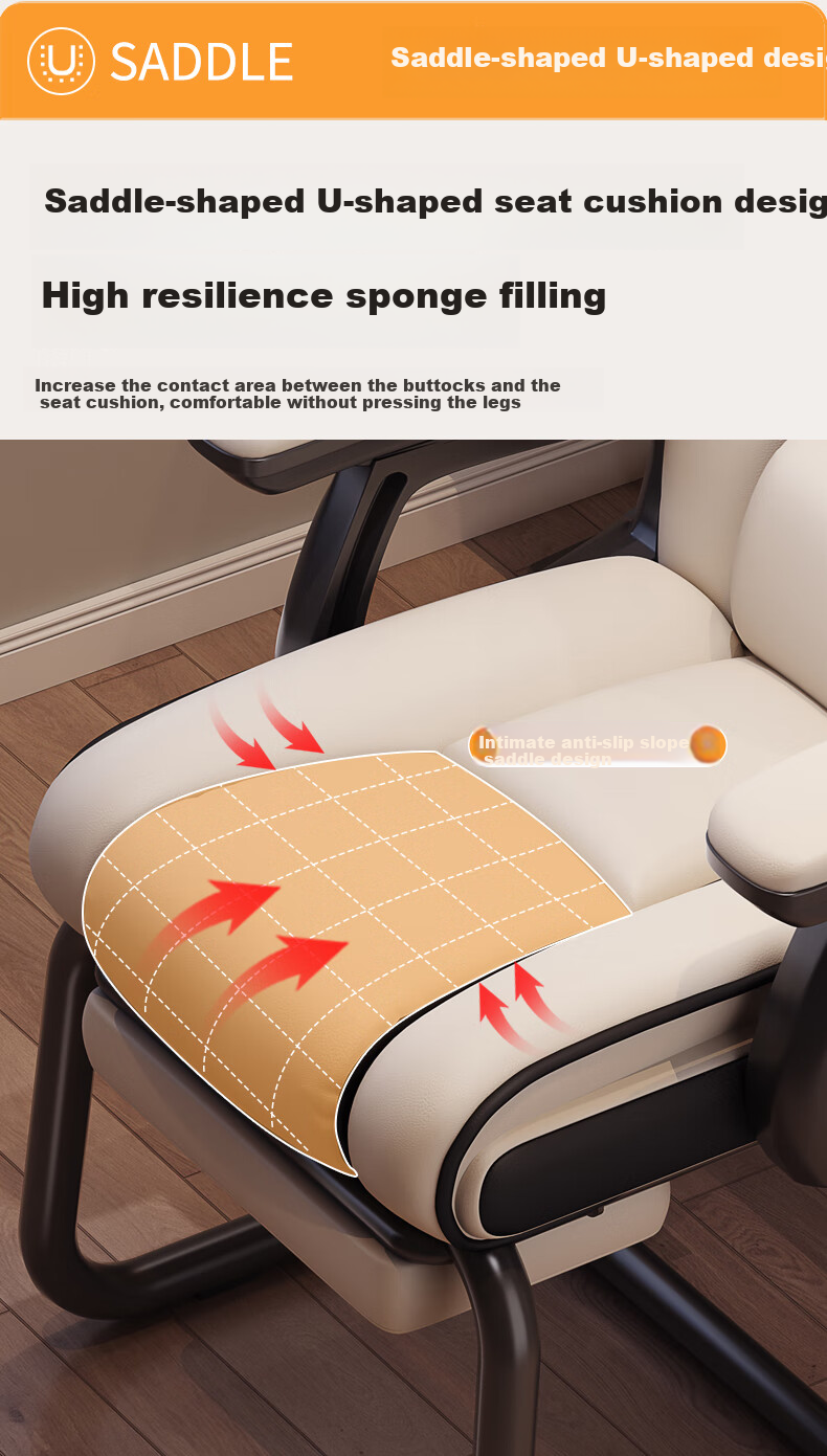 Chibailun Computer Chair, Bow-Shaped Gaming Chair, Home Office Chair, Reclining Sofa Chair, Comfortable for Long Sitting, Dormitory Study Chair 11