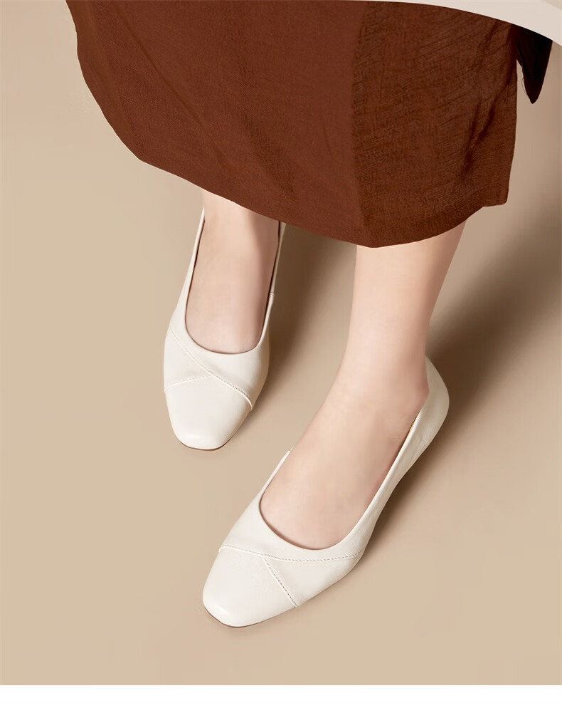 Eierkang Low-Cut Single Shoes Comfortable Women's Commuting Work Shoes Mom Leather Shoes 27566W Black 39 6