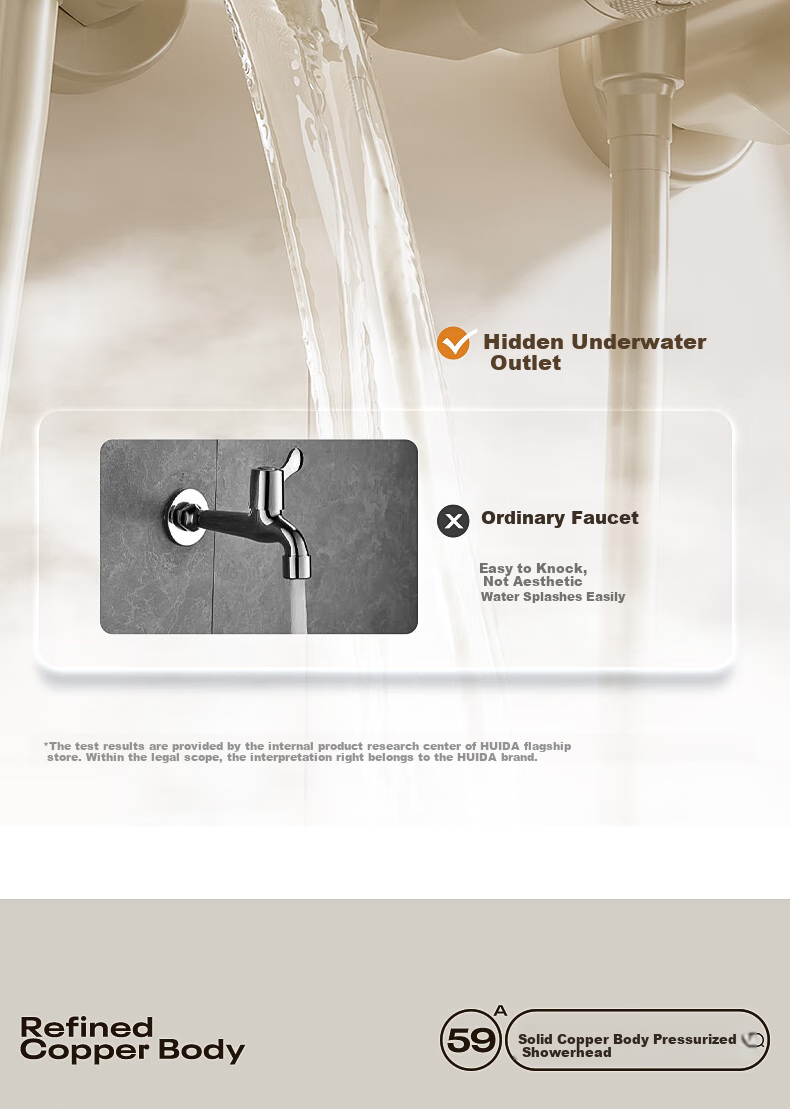 HUIDA Shower Head Set, Large Screen High-Pressure Brass Body, Home Bathroom Shower Head Complete Set TS105S 26