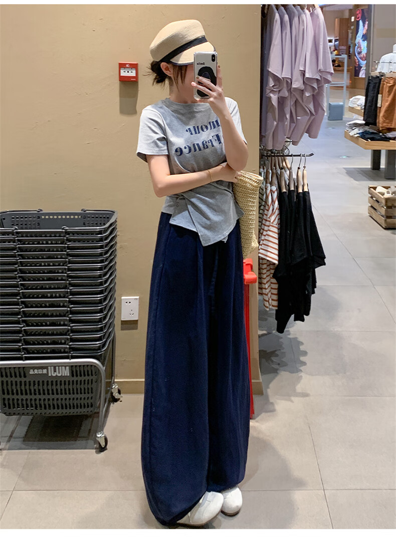 Langsha Tencel Linen Wide-Leg Pants for Women Summer 2026 New High-Waist Slimming Draped Loose Casual Curved Cut Pants 13