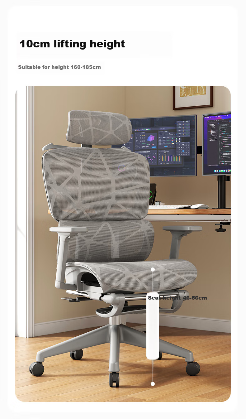 Sanxing SX-1897 Ergonomic Office Chair with Dual Backrest, Computer Chair, Ergonomic Gaming Chair, Dragon Pattern Mesh, Gray 6