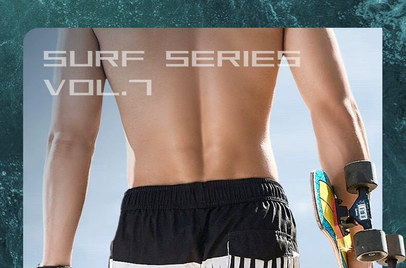 Li-Ning Beach Shorts for Men, Swim Trunks Suitable for Water Activities, Summer Youth Seaside Swimming Hot Springs Anti-Embarrassment Surfing Shorts, Quick-Drying 9