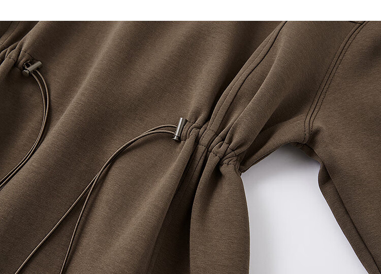 Demana [280G Air Layer] Autumn Korean Style Crew Neck Adjustable Waist Loose Sweatshirt Dress for Women 3
