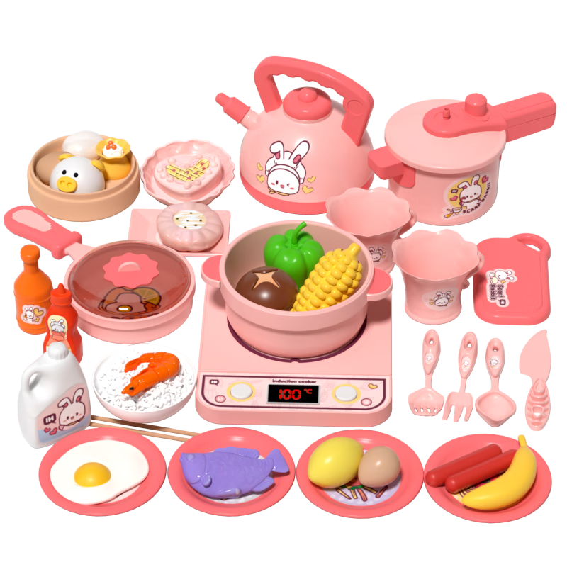 BIG TAYLOR Kitchen Toy Kids Play Cooking Toy 3-6 Girls Birthday Gift Induction Cooker Cutting Set