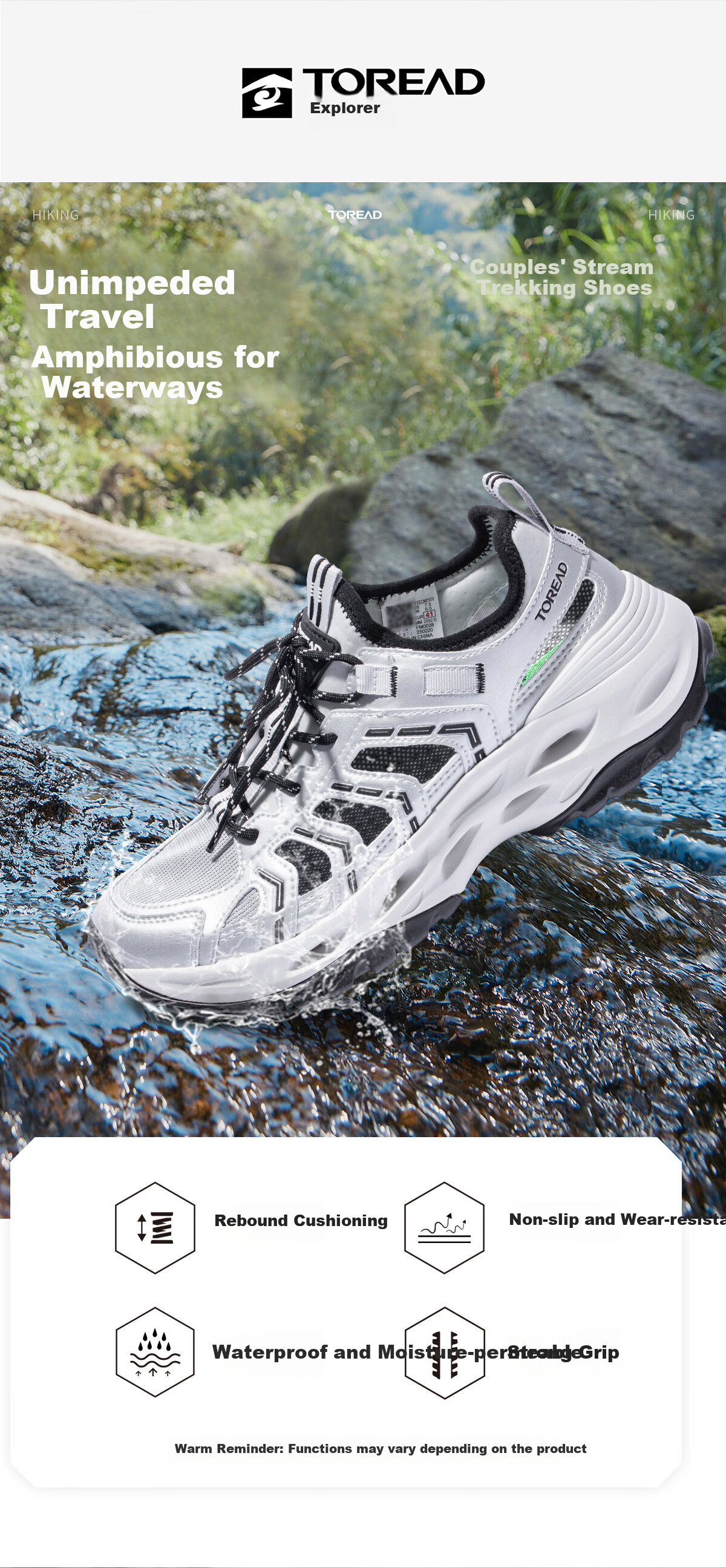 TOREAD Men's Creek Tracing Shoes, Spring And Summer Outdoor Non-Slip Breathable Quick-Drying Beach Shoes, Water Wading Hiking Sandals TFEECN81976 1