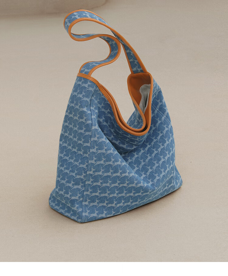 Mood Autumn And Winter Large Capacity Tote Bag for Women, Denim Canvas Lightweight Commuter Shoulder Underarm Bag, Birthday Gift Versatile Blue 31