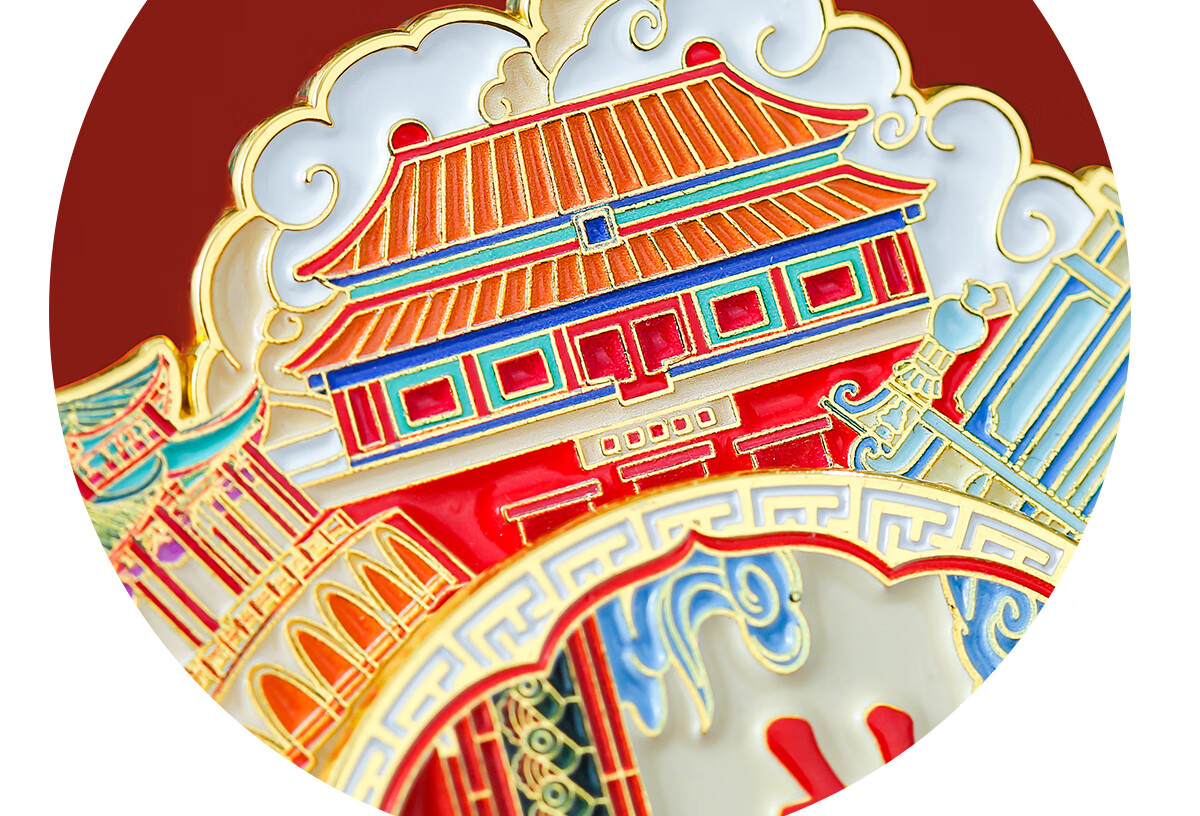 Gongli Gongwai Beijing Metal Double-Layer Rotating Refrigerator Magnet Anti-Collision Chinese Style Beijing Palace Museum Cultural Creative National Museum Gift for Friends Classmates Birthday Teacher 2
