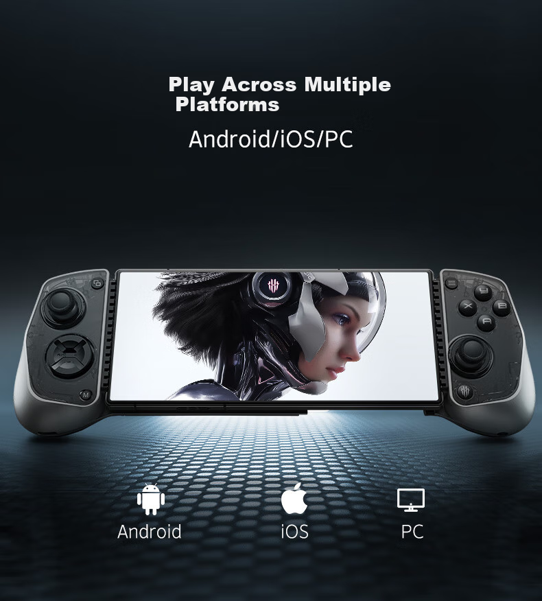 Nubiyahongmo Blade Controller HD Vibration Hall Joystick Trigger Wireless Stretchable Compatible with Red Magic Gaming Tablet 3 Pro, Apple Android Phones, Tablets And PC Shooting Genshin Impact Delta Triangle 3
