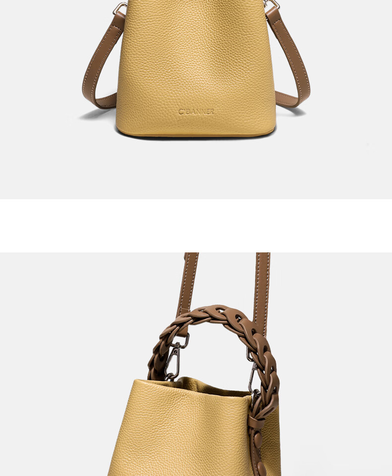 C.BANNER Leather Handbag, Women's Bag, Tote Bag, Shoulder Bag, Crossbody Light Luxury Bucket Bag, Brand Birthday Gift for Girlfriend on May 20 3