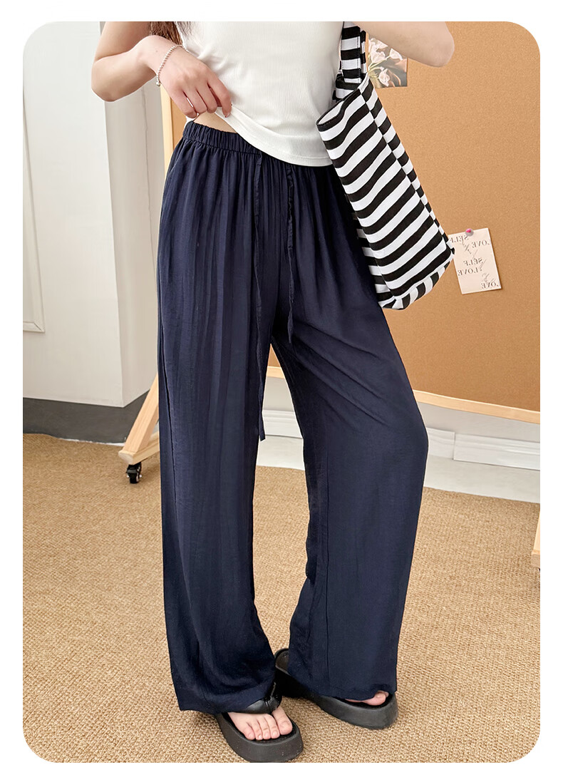 Xueqiman Cotton Linen Wide-Leg Pants for Women 2026 Summer New High-Waist Loose Ice Silk Cool Lazy Draped Straight Pants 14