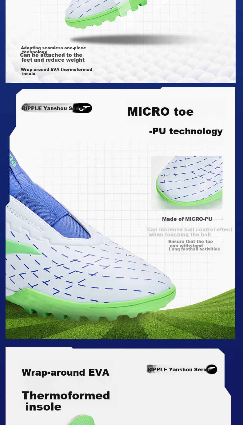 JOMA Children's Soccer Cleats with TF Studs, Non-Slip And Wear-Resistant, for Youth And Elementary School Students, Competition And Training Shoes, Light Blue And White, Size 33 5