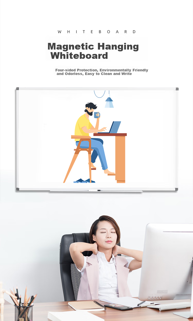 BBNEW 120*180cm Hanging Magnetic Whiteboard, Office Meeting Home Teaching Training Blackboard (Including Eraser/whiteboard Marker/magnetic Particles) NEWX120180 3