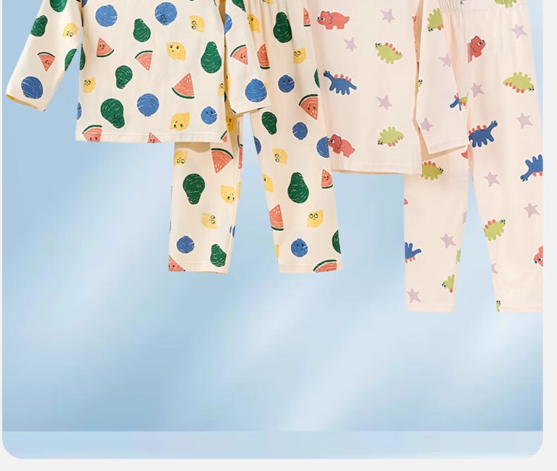 Mianqixiong Children's Autumn Winter Cotton Antibacterial Pajama Set Girls Homewear Baby Thermal Underwear Boys Air Conditioning Suit - 100 20