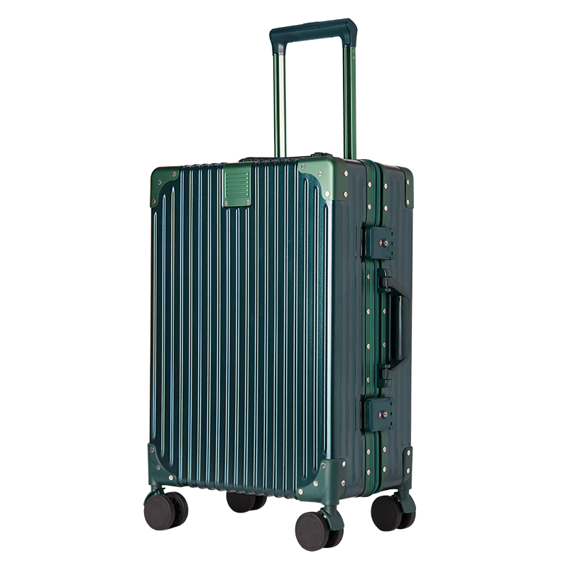 ELLE French Brand Luggage, Dark Green, 22-Inch Aluminum Frame, Stylish Trolley Case, Universal Wheels, Wear-Resistant, Ladies' Password Lock Suitcase