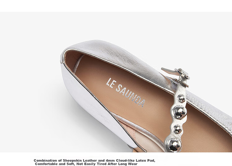 Le Saunda 2025 New [Crystal Princess] Versatile Mary Jane Flats for Women 34802, Champagne Gold GDL, Size 36 7