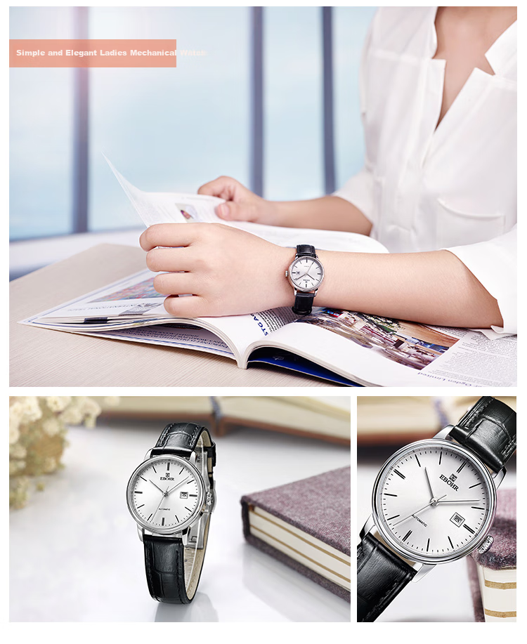 EBOHR Watch, Master Series Casual Leather Strap Mechanical Watch for Men And Women, Birthday Mid-Autumn Festival Gift, 36170135/142 6
