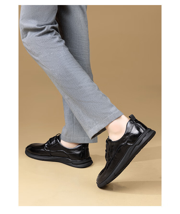 Aokang Men's Spring Autumn New Casual Leather Shoes Soft Sole Comfortable Dad Shoes Commuting Single Shoes Men's Work Leather Shoes MT 6