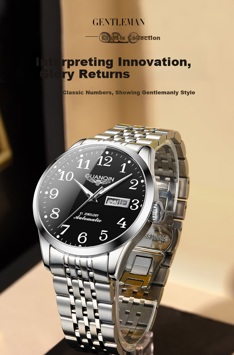 GUANQIN Digital Watch for Middle-Aged And Elderly Men, Mechanical Watch 2026 New Large Dial Waterproof Gift for Dad on Father's Day 3