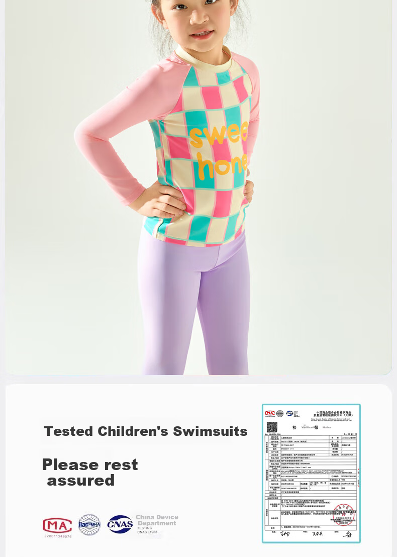Adoreswim Spring/summer 2025 New Girls' Two-Piece Long-Sleeve Swimsuit Set, Sun Protection Baby Vacation Swimwear, Surfing Suit for Beach 2