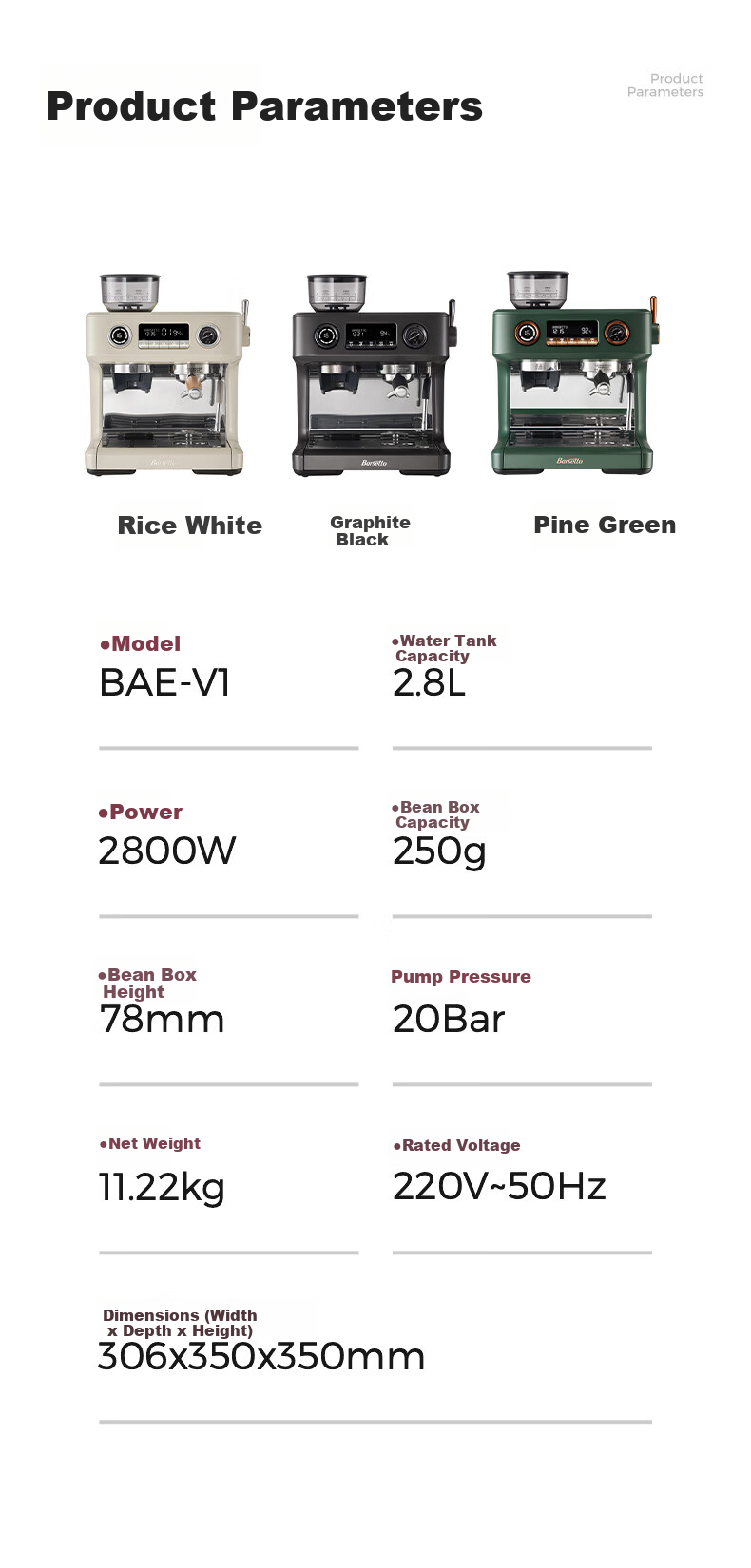 Barsetto [Brand Subsidy 15%] Baisengtu V1 Semi-Commercial Coffee Machine, Small Home Use Fully Automatic Dual Heating Italian Milk Frother Electric Fresh Ground Bean Grinder All-In Machine - Black 23