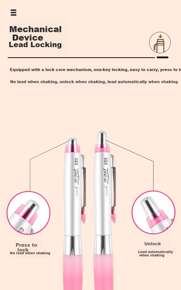 Uni Mitsubishi Automatic Lead Soft Rubber Pencil with Wobble Grip for School And Study M5-617GG 0.5mm Silver Barrel Black 1 Piece 6