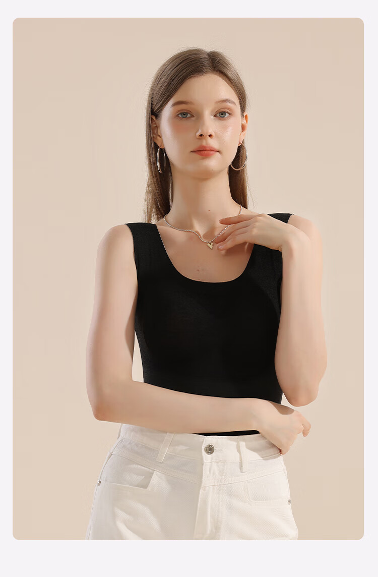 MiiOW New Thermal Velvet Chest Pad Women's Warm Vest with Cashmere and Silk Underwear Black L 22