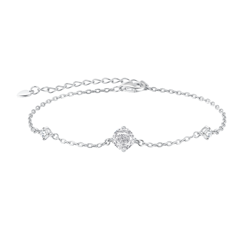 CHOW TAI SENG Rose Nebula Bracelet Pure Silver S925 Luxury Designer Jewelry for Women Mother's Day Gift for Mom and Wife