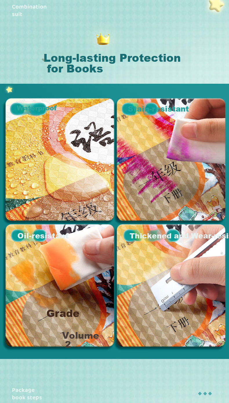 Jinzhi 40 Sheets Transparent Diamond Pattern Self-Adhesive Frosted Book Cover, 25k16k A4 Elementary School Students Grades 1-6 Junior High School Textbook Homework Book Cover, Waterproof And Stain-Resistant Book Film 10