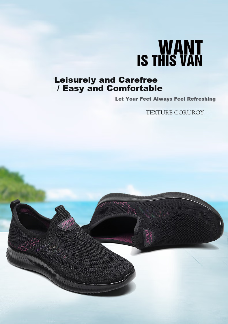 Ankang Spring And Autumn Old Beijing Cloth Shoes Breathable Mom Shoes Slip-On Casual Women's Sneakers AK67807 Black Size 40 2