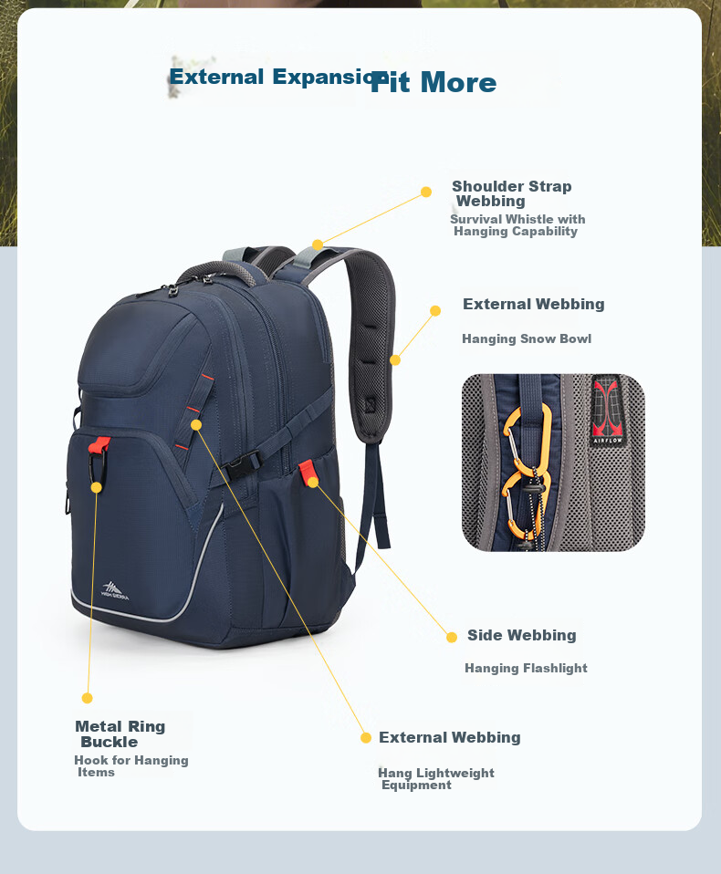 High Sierra Hiking Backpack for Men, Outdoor Sports Backpack, Water-Resistant Travel Bag, 16-Inch Commuter Large Capacity Backpack 12