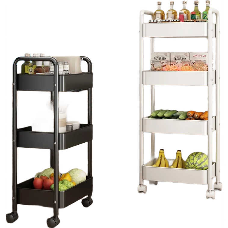 MUYA Kitchen Storage Rack Vegetable Basket Multi-layer Multifunctional Rolling Cart Spice Rack Cutting Board Utensil Organizer