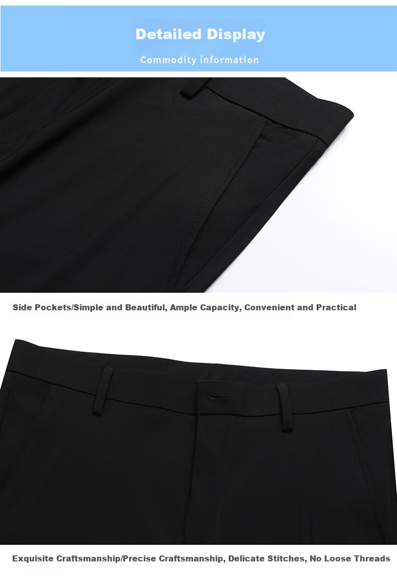 Dibinze Large Size Ice Silk High-Elastic Dress Pants for Men, Plus Size Loose Fit for Chubby Men, Thin Summer Long Trousers 12
