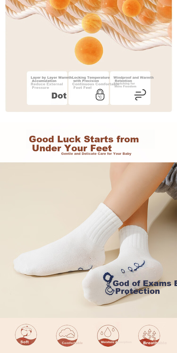 YALOTT Perfect Score Exam God Socks, White Socks, 3 Pairs, One Size Fits All, 18-20 3