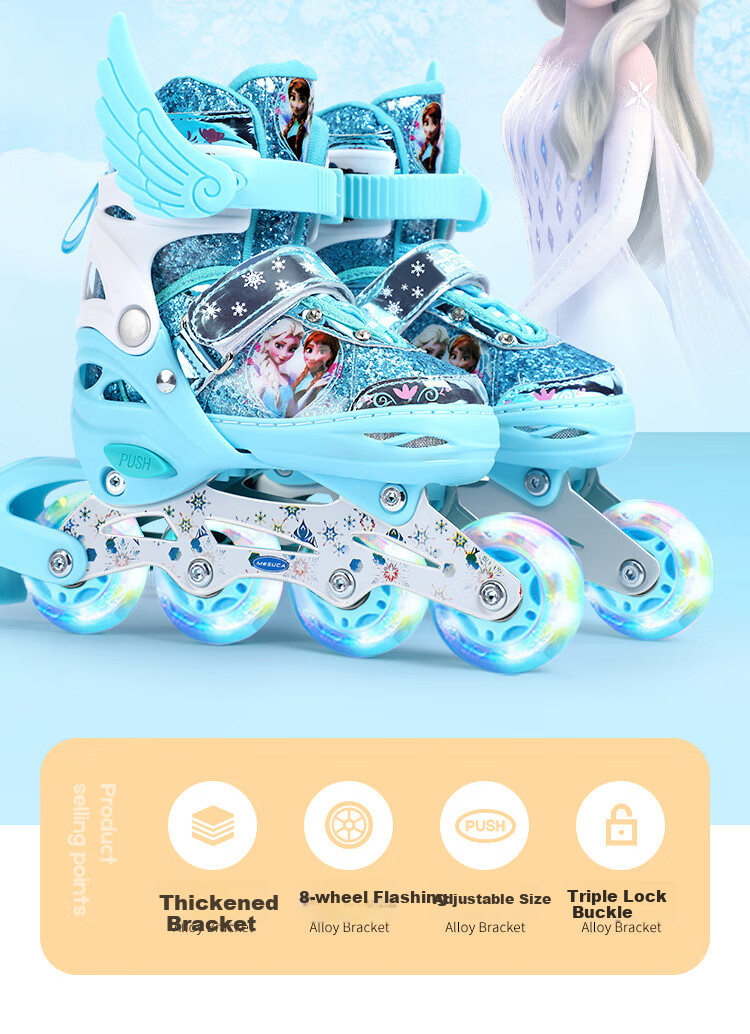 Disney Inline Skates for Children, Adjustable Roller Skates Set for Boys And Girls Beginners, Full Light-Up Birthday Gift 2