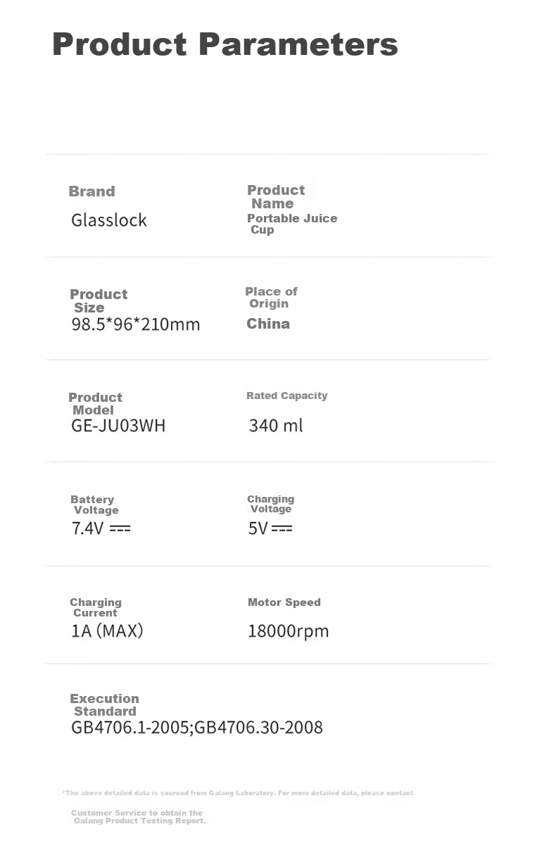 GLASSLOCK Juicer Cup [Double-Layer Hollow Insulation] Fruit And Vegetable Blender Juice Cup Baby Food Processor Small Portable Electric Rechargeable Multifunctional 26-Blade Ice Crusher Blade 18