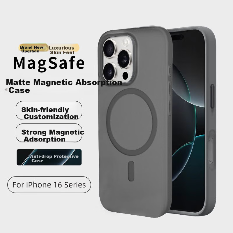 ZHIWEISHI Чехол-накладка с MagSafe для Apple iPhone 16 Pro Max, противоударный, полупрозрачный, матовый, черный