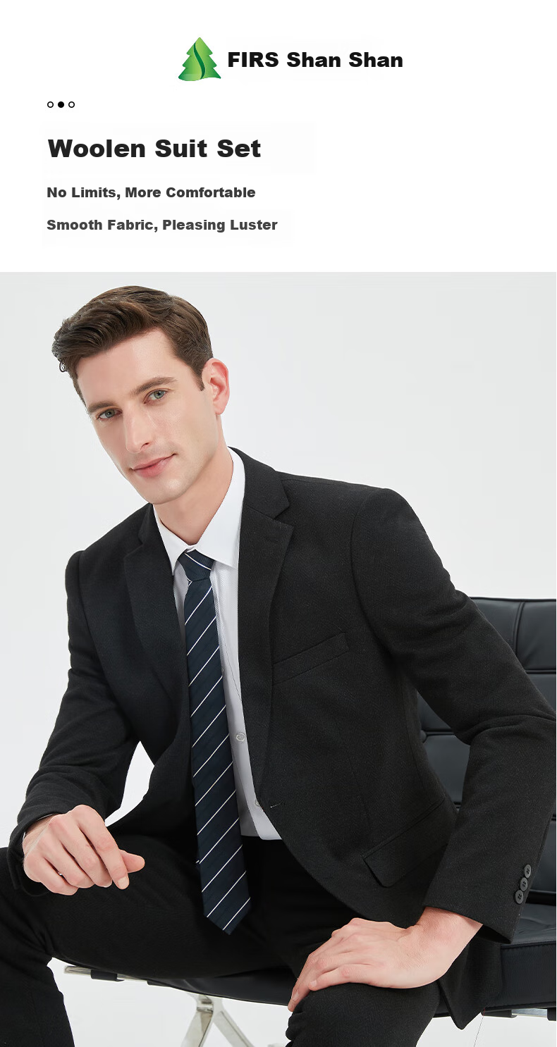 FIRS Wool Blend Suit Set for Men, Spring And Autumn Business Casual Blazer, Professional Workwear Jacket, Wedding Attire Menswear 1