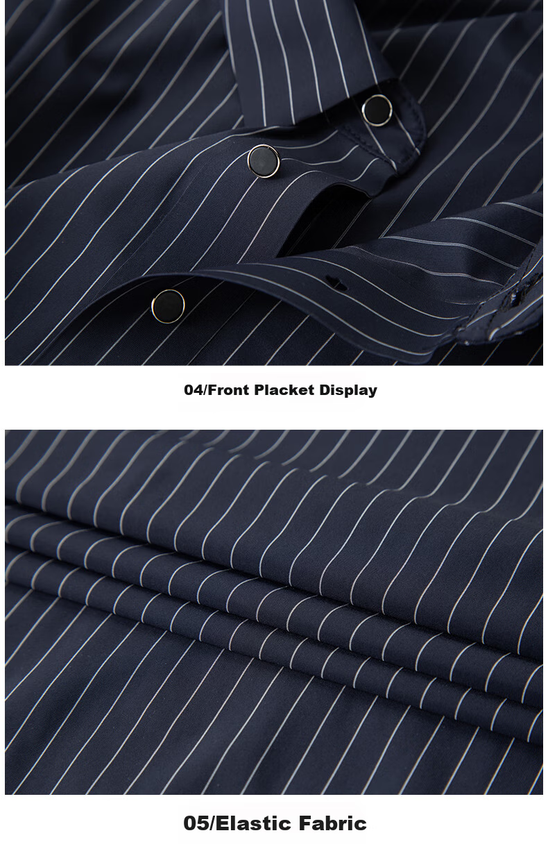 Ayoupang Summer Short-Sleeve Ice Silk Plus-Size Polo Shirt, Business Striped Loose Elastic T-Shirt for Men, Navy Blue, XL 11