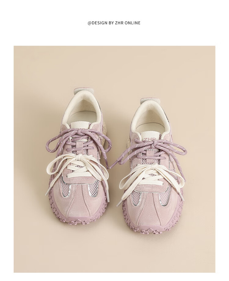 ZHR Dexun Women's Shoes, 2026 New Soft-Soled Fashionable Women's Shoes, Stylish Thick-Soled Sneakers for Women, KS110, Lavender Purple, Size 39 19