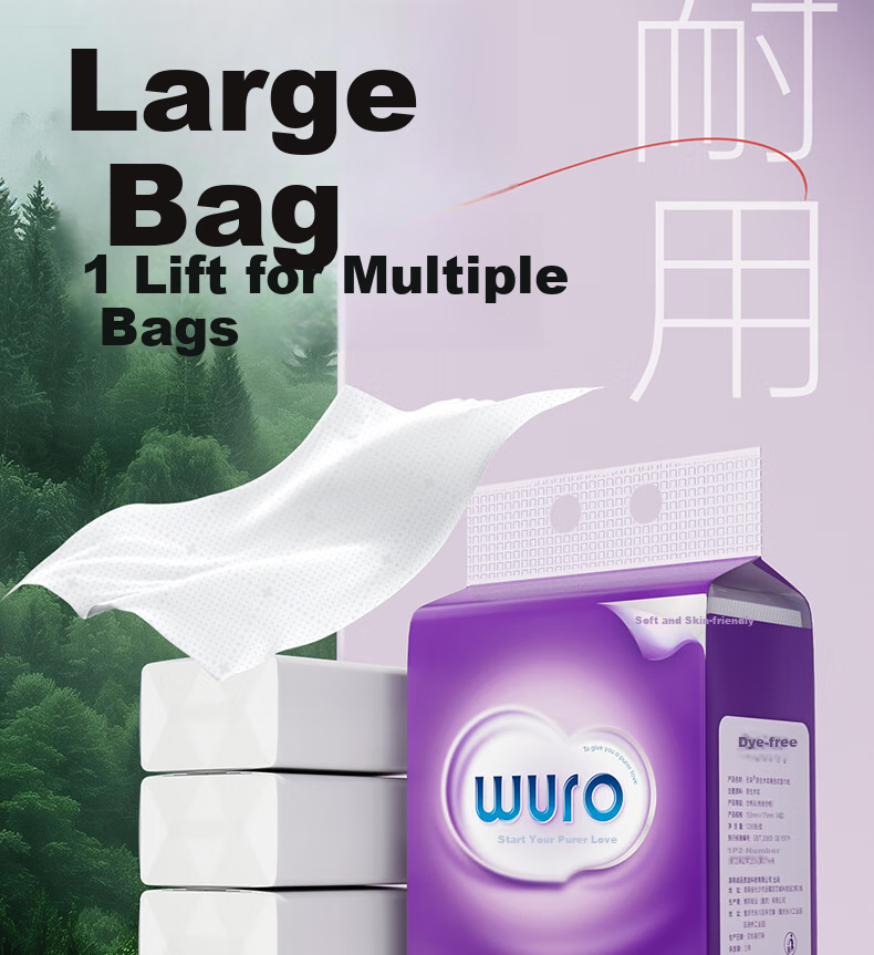 Wuro Hanging Tissue Paper, Soft And Thick Ultra-Durable, 4-Ply 300 Sheets*4 Packs, Hanging Tissue Napkins Toilet Paper for Home Use Whole Box 5