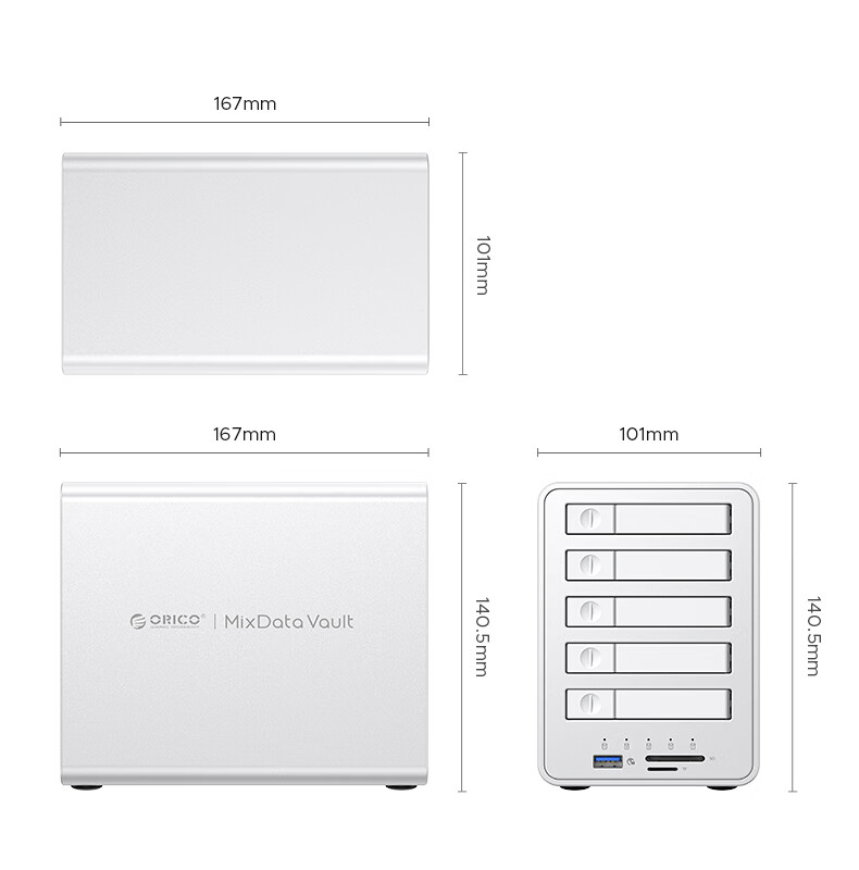 ORICO Full-Flash Magnetic Disk Array Hard Drive Enclosure, Five-Bay 2.5-Inch HDD/SSD Mechanical Hard Drive Solid State Drive Cage, 10Gbps External Enclosure for RAID, Model: RAID-8858RC3 13