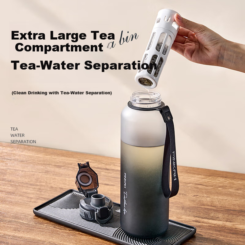 CICA Tea Infuser Cold Brew Cup for Men, Tritan Large Capacity Water Bottle, Outdoor Sports Thermos Flask for Summer