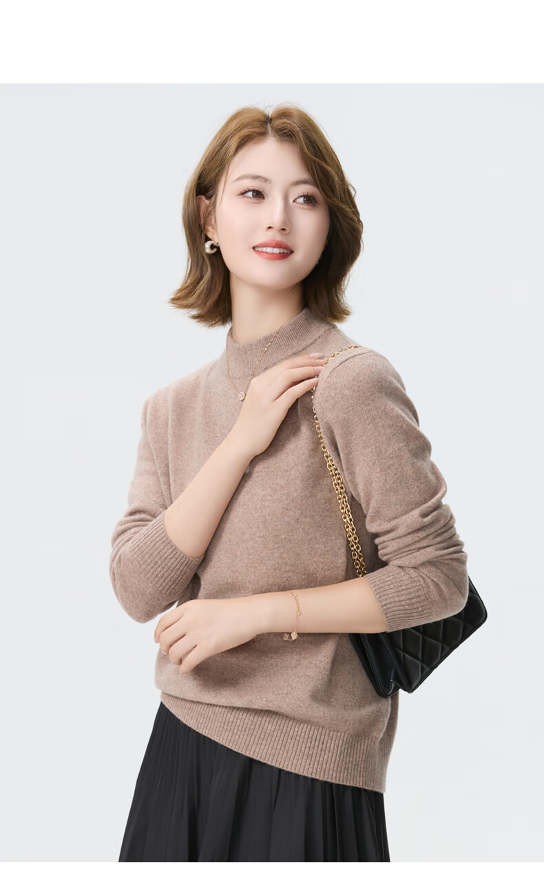 Romon Pure Cashmere Women's Lightweight Half Turtleneck Pullover Knit Sweater Autumn Winter 3