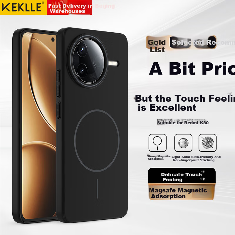 KEKLLE Магнитный беспроводной зарядный чехол для Redmi K80, матовый противоударный защитный чехол с матовой поверхностью, полуночный черный