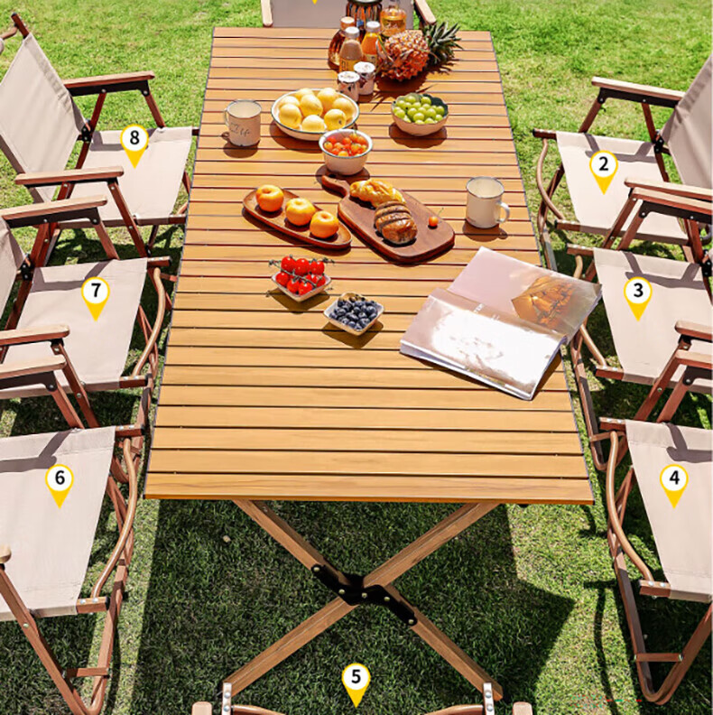 Gosoo Outdoor Folding Table Carbon Steel Egg Roll Table Large Portable Camping Picnic Stall Table and Chair Equipment 7