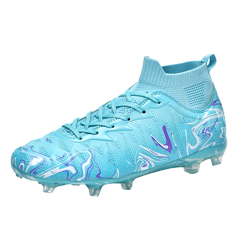Shuangxing Men's High-Top Breathable Soccer Shoes with Long Studs Professional Football Shoes for Training and Competition Moon Purple White Size 37