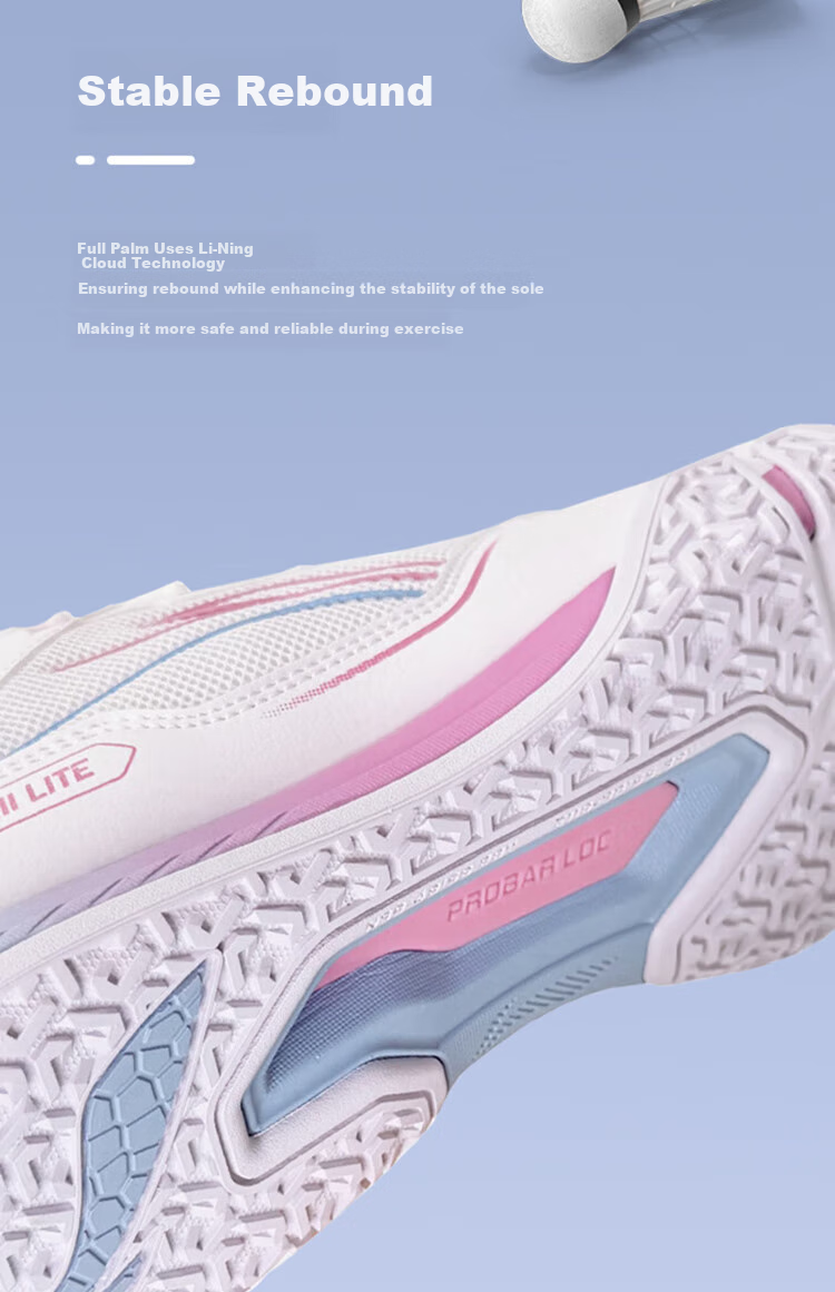 Li-Ning Badminton Shoes, Didi Feixing 3 Lite Breathable Sneakers AYTV003, Standard White/rose Red, Size 42 3