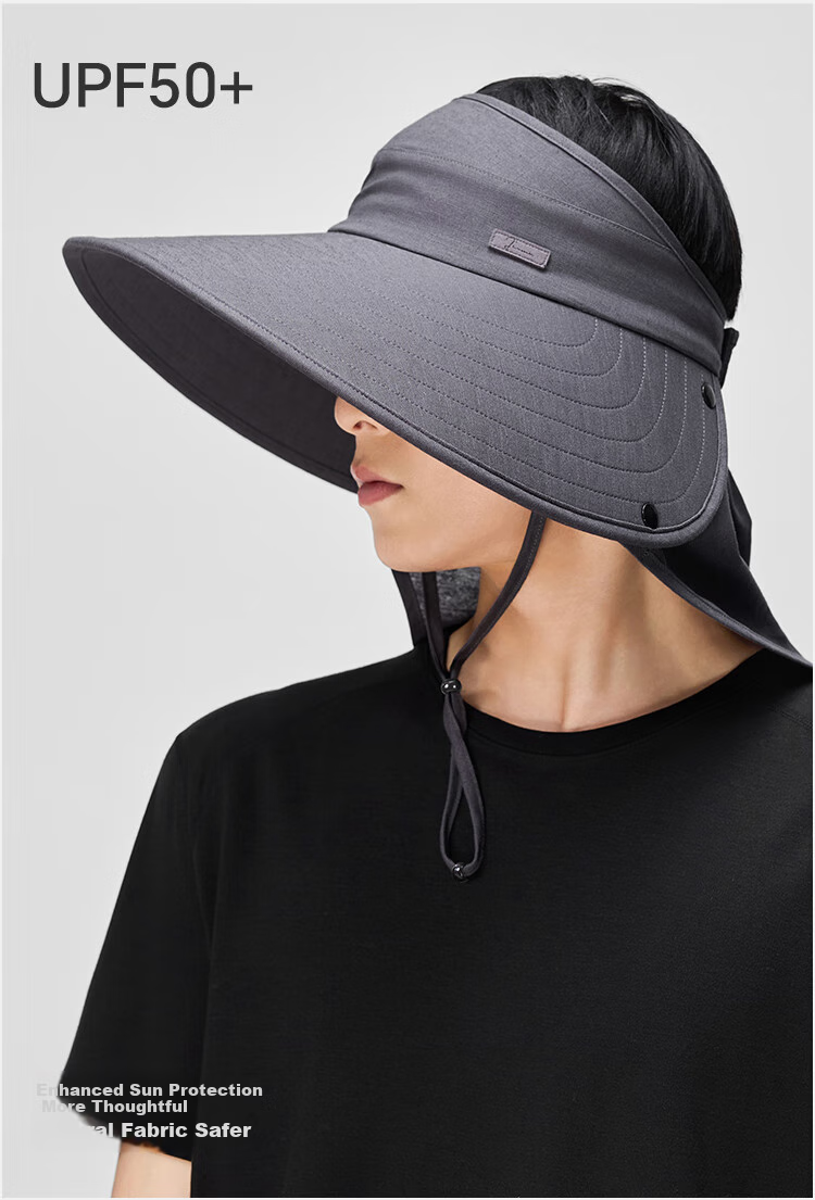 JIUMU Linen Sun Protection Hat, Men's Sun Hat, Sun Visor, Summer Hat, Face-Covering Cap, Neck-Protecting UV-Resistant Hat 4