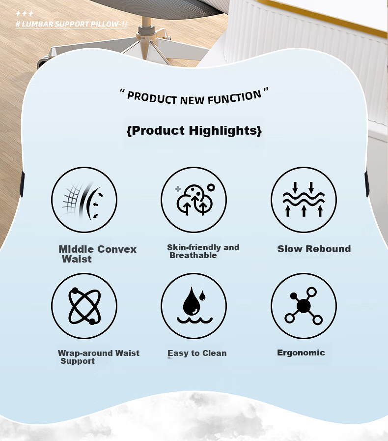 GREAT LIFE Lumbar Support Cushion Back Pillow for Office Chair, Long Sitting, Car Driving, Seat Cushion, Backrest Pillow 2