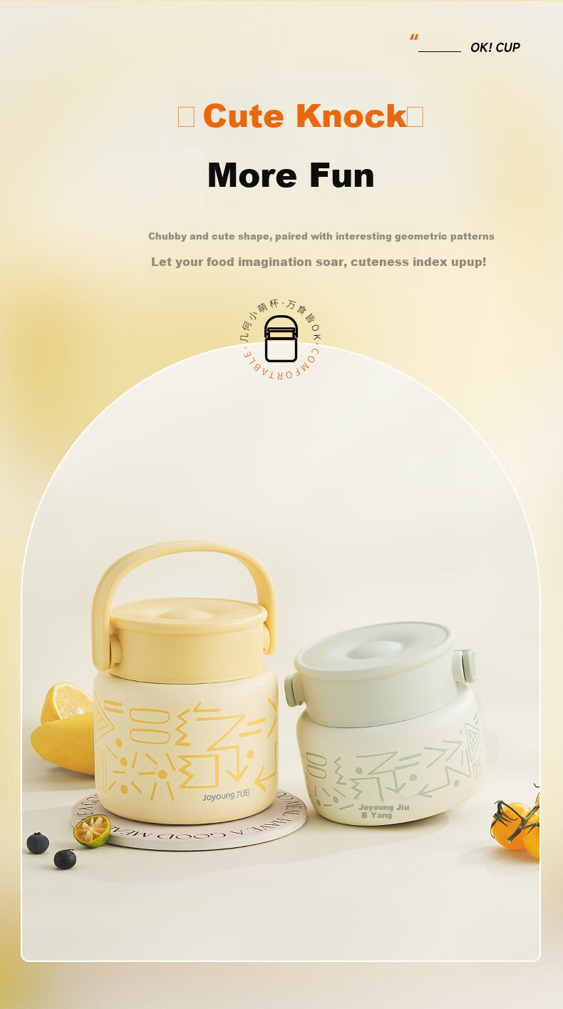 Joyoung Thermal Food Jar, 316L Stainless Steel Insulated Lunch Box, Vacuum Insulated Mug for Men And Women, Students, Thermal Cooker Pot, 800ml 4
